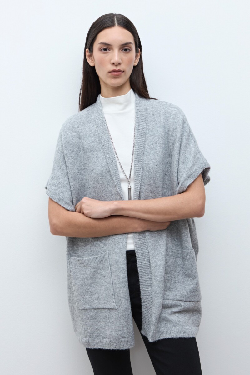 Ruana clásica gris melange