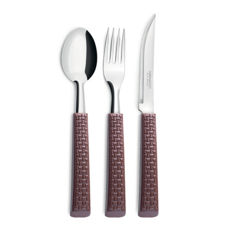 Set x 3 Cubiertos Mango Rattan Simonaggio U