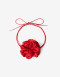 Pañuelos Raso Choker Con Flor Doble - Rojo Medio