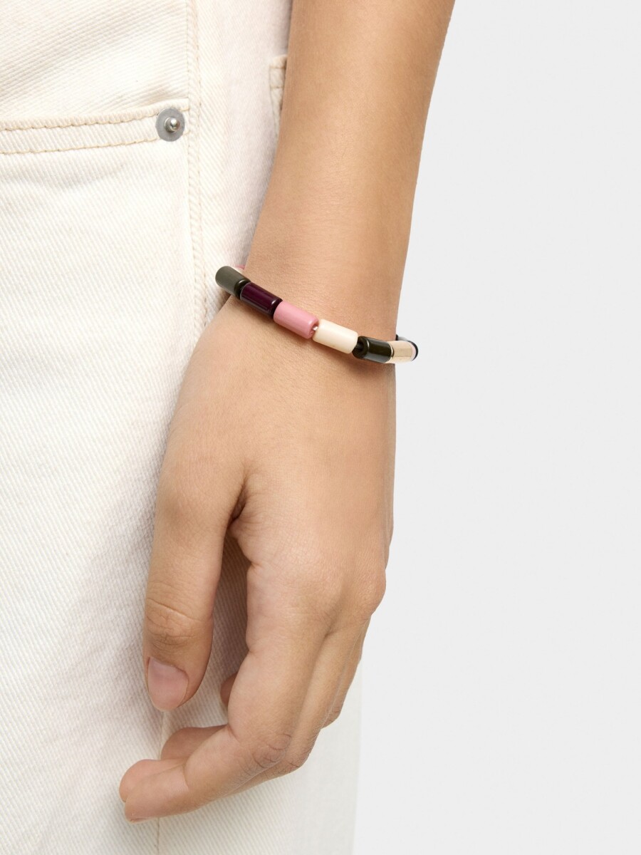Pulsera Elástica Cuentas Cilíndricas multicolor