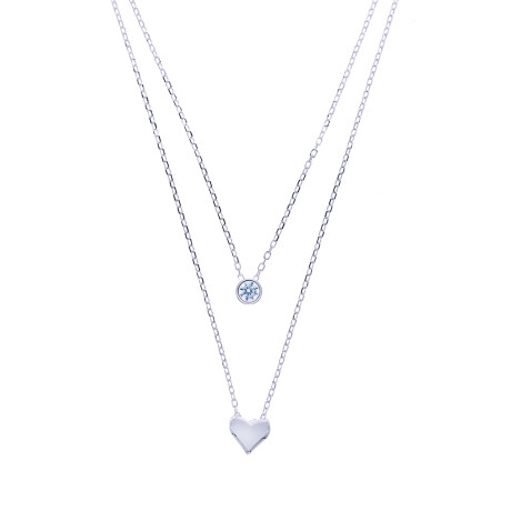 Conjunto de cadenas y dije de plata 925, CORAZON Y PUNTO DE LUZ. Conjunto de cadenas y dije de plata 925, CORAZON Y PUNTO DE LUZ.