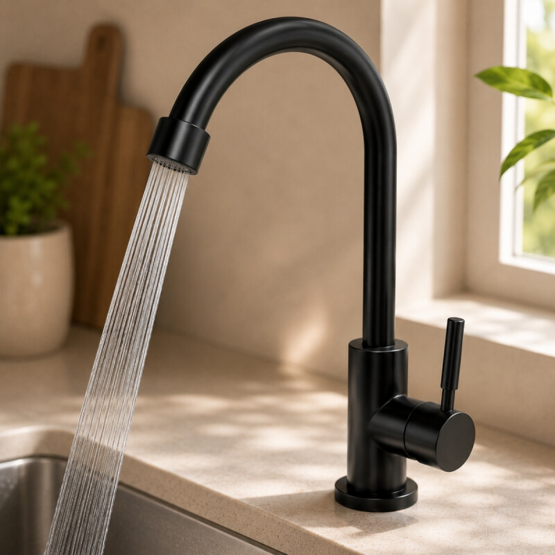 Canilla monocomando para mesada agua fría NEGRO