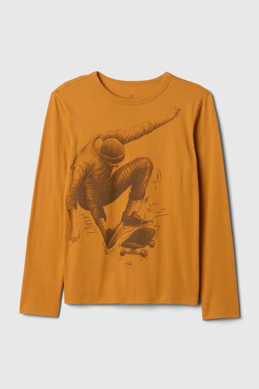 Remera Gràfico Manga Larga Niño Sport Orange