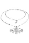 COLLAR LARGO DE ALEACIÓN DE METALES BAÑADO EN PLATA DE LEY CON DETALLE DE OJO GRANDE Colgante