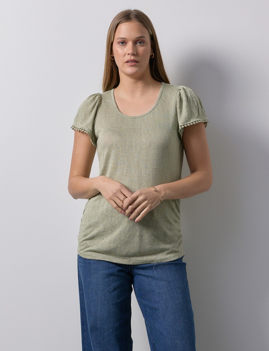 Remera Frunces Det P - Verde 