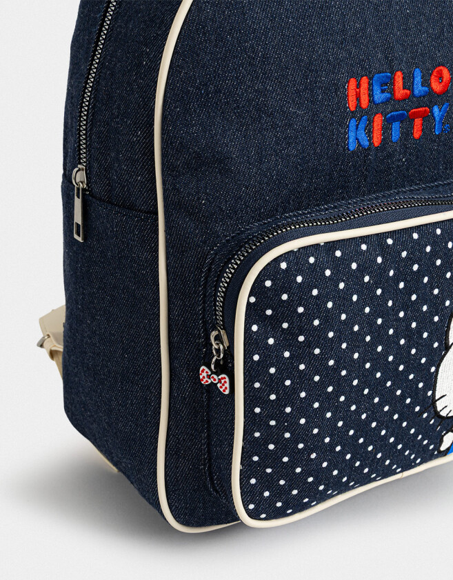 Mochilas Urbanas Mochila Denim "hello Kitty" - Azul Gastado