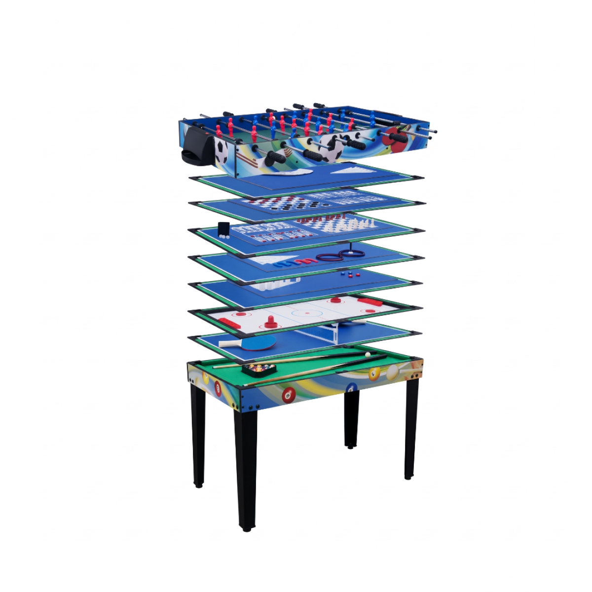 MESA MULTIJUEGOS 12 EN 1 DE 114 X 60 X 84 POOL TEJO PING PONG Y MÁS 
