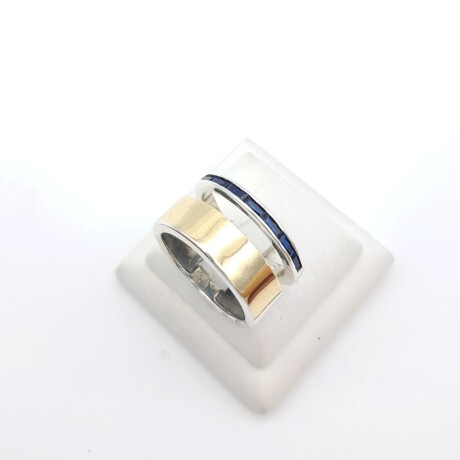 Anillo de plata 925, double en oro 18 ktes y circonias. Anillo de plata 925, double en oro 18 ktes y circonias.