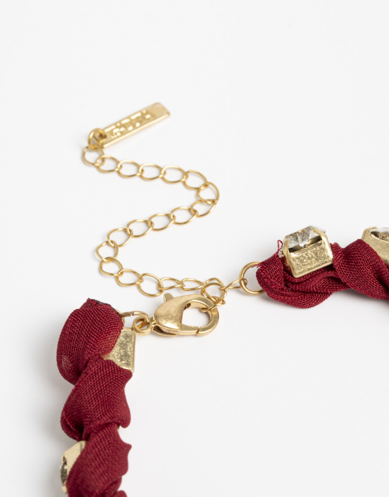 Tobilleras Cordón Set De Tobillera Y Anillo - Rojo Burdeaux