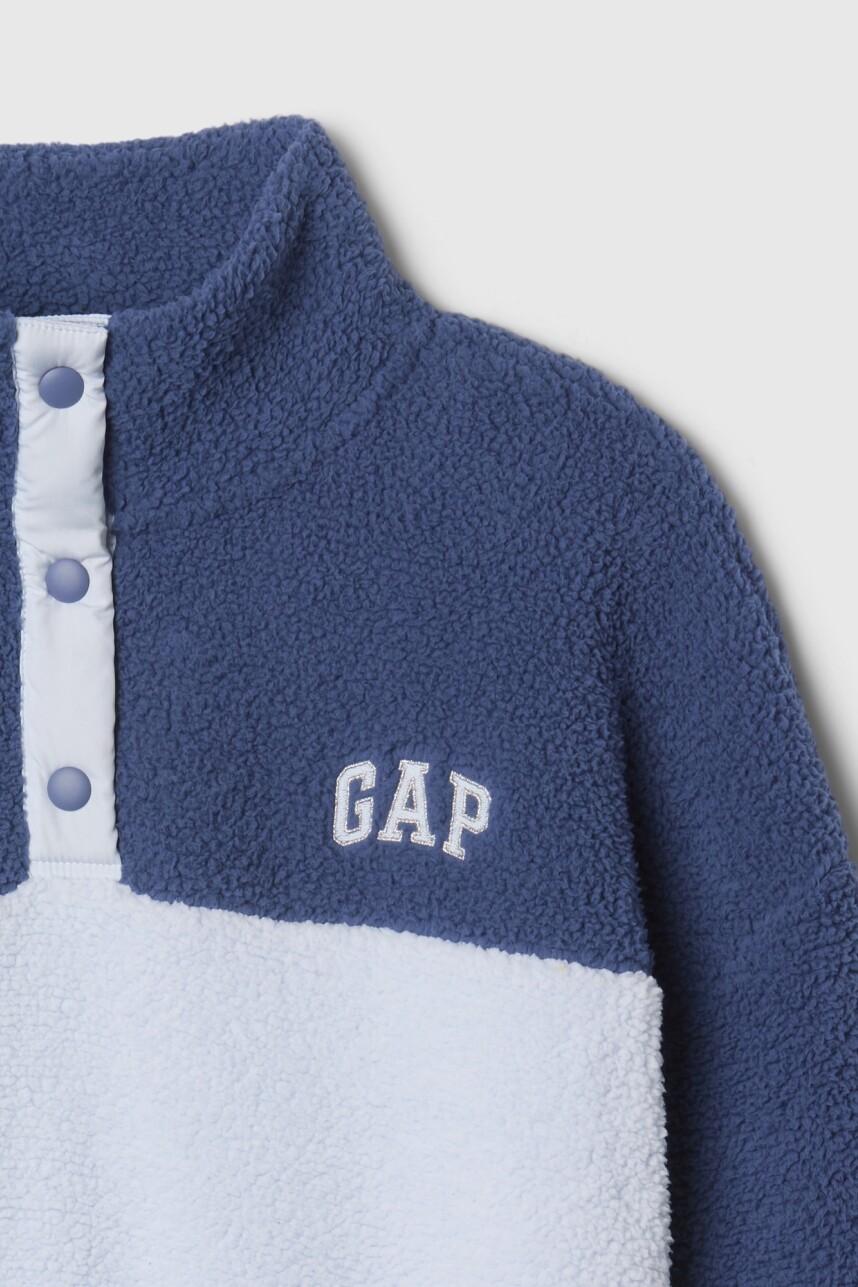 Buzo Corderito Con 3 Botones Logo Gap Mujer Quiet Blue