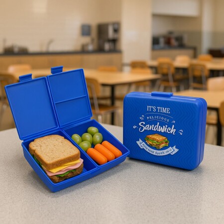 VIANDA LUNCHERA CON DIVISIONES AZUL