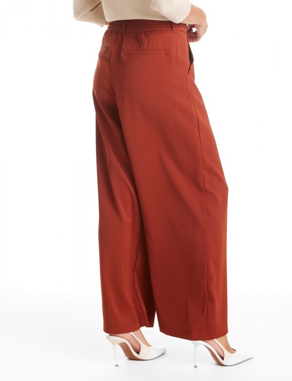 Palazzo Con Doble Botón & Cintura Elástica TERRACOTA