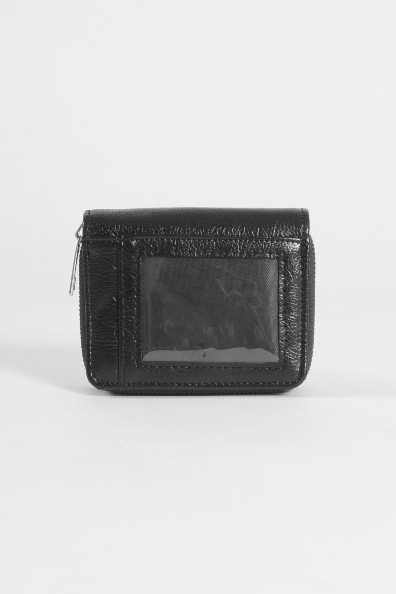 Billetera flap compartimentos negro