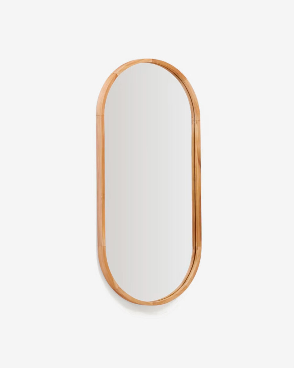 Espejo Magda de madera maciza de teca con acabado natural - Ø 45 x 95 cm 