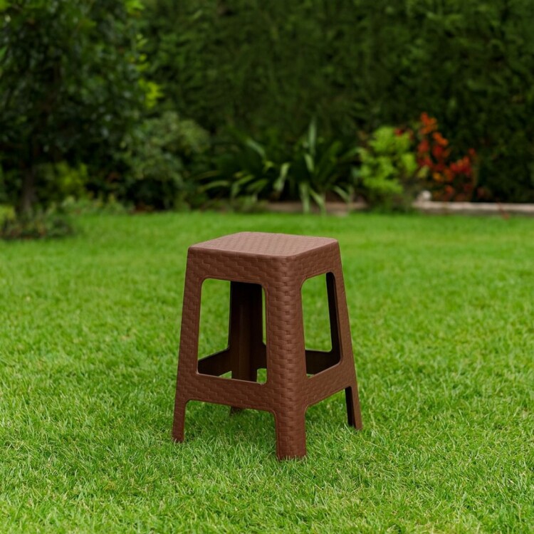Banqueta De Plástico Símil Ratán Marrón MARRÓN