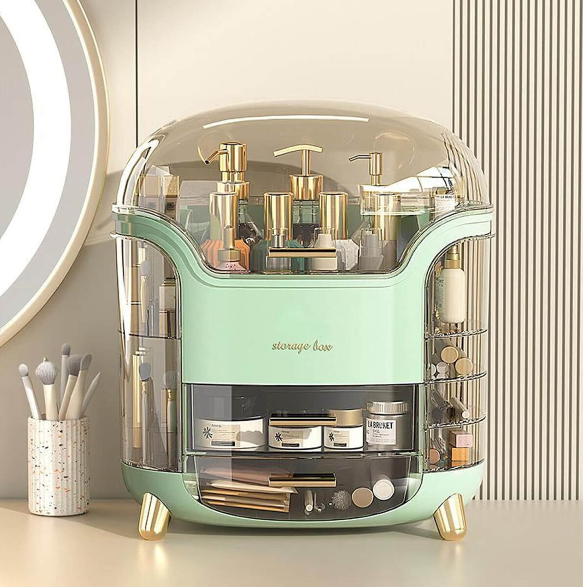 Organizador De Maquillaje Y Cosmeticos Perfumes Acrilico Beauty Imback Color Verde Claro 