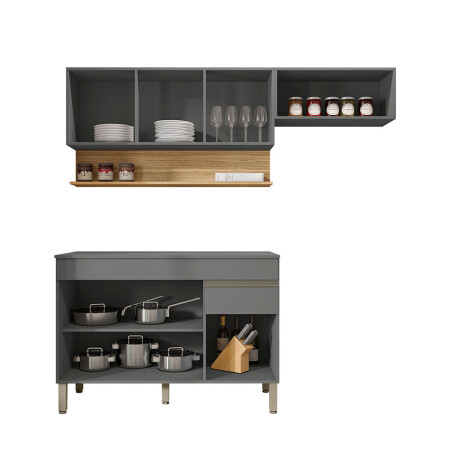 Modulos De Cocina En Color Gris Incluye 3 Modulos Y Mesada GRIS