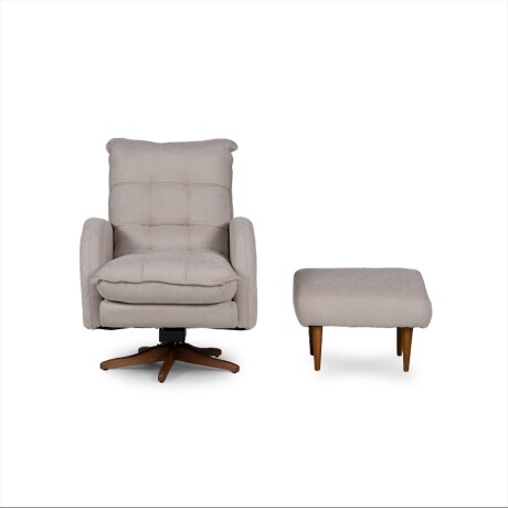 Butaca con Puff Amora - Tela Microfibra Berlin 02 (Beige)