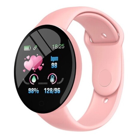 Reloj Smartwatch circular con malla en silicona Rosa