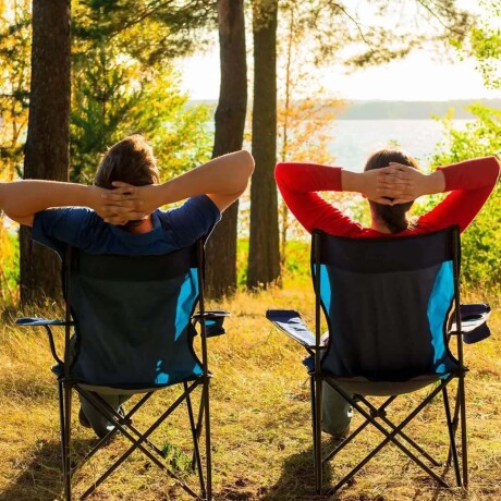 Set Camping 2 Sillas Tela Plegable + Termo Bala 750ml + Mate Negro