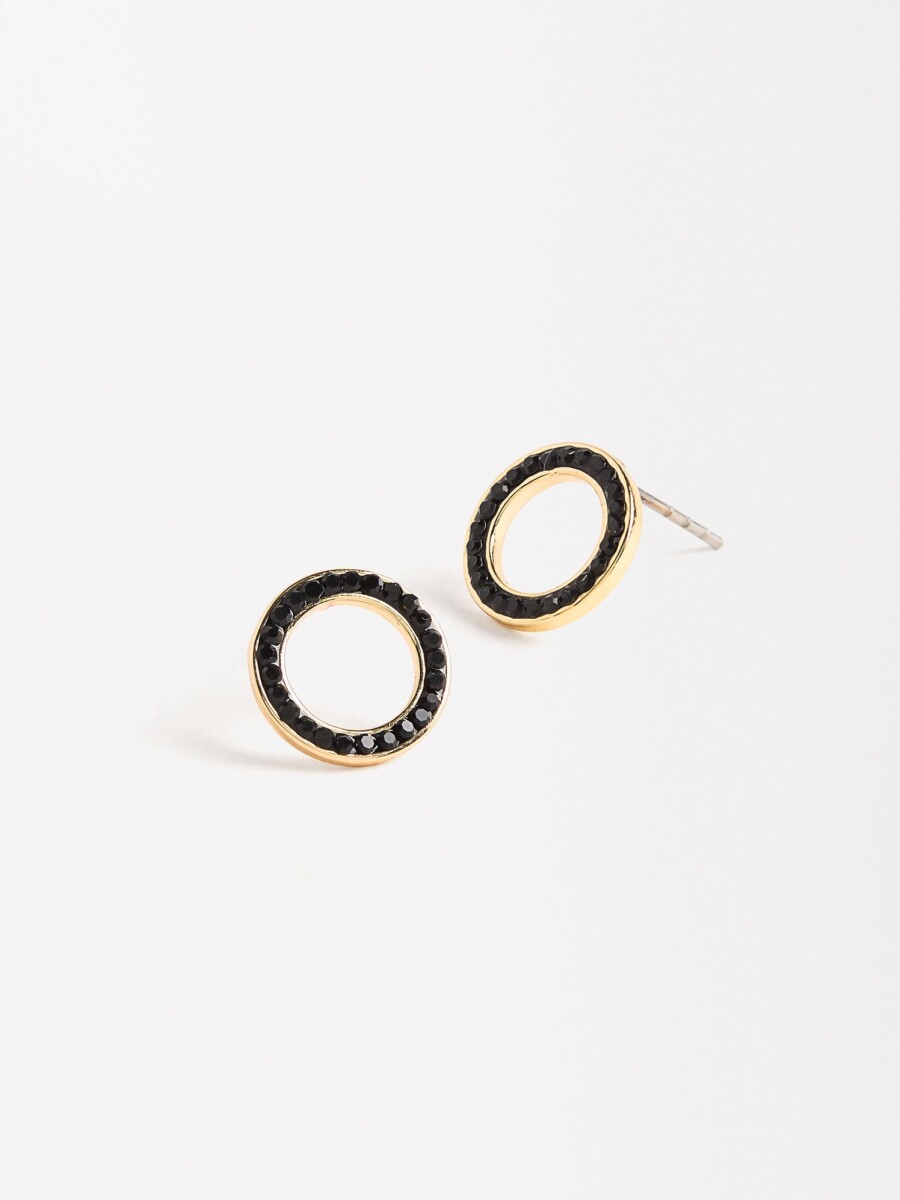 Pendientes De Aro Con Cristales negro