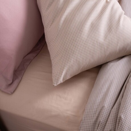 JUEGO SÁBANAS SUPER KING ALGODON-Y-POLIESTER NATURAL-BEIGE VICHY AVENA