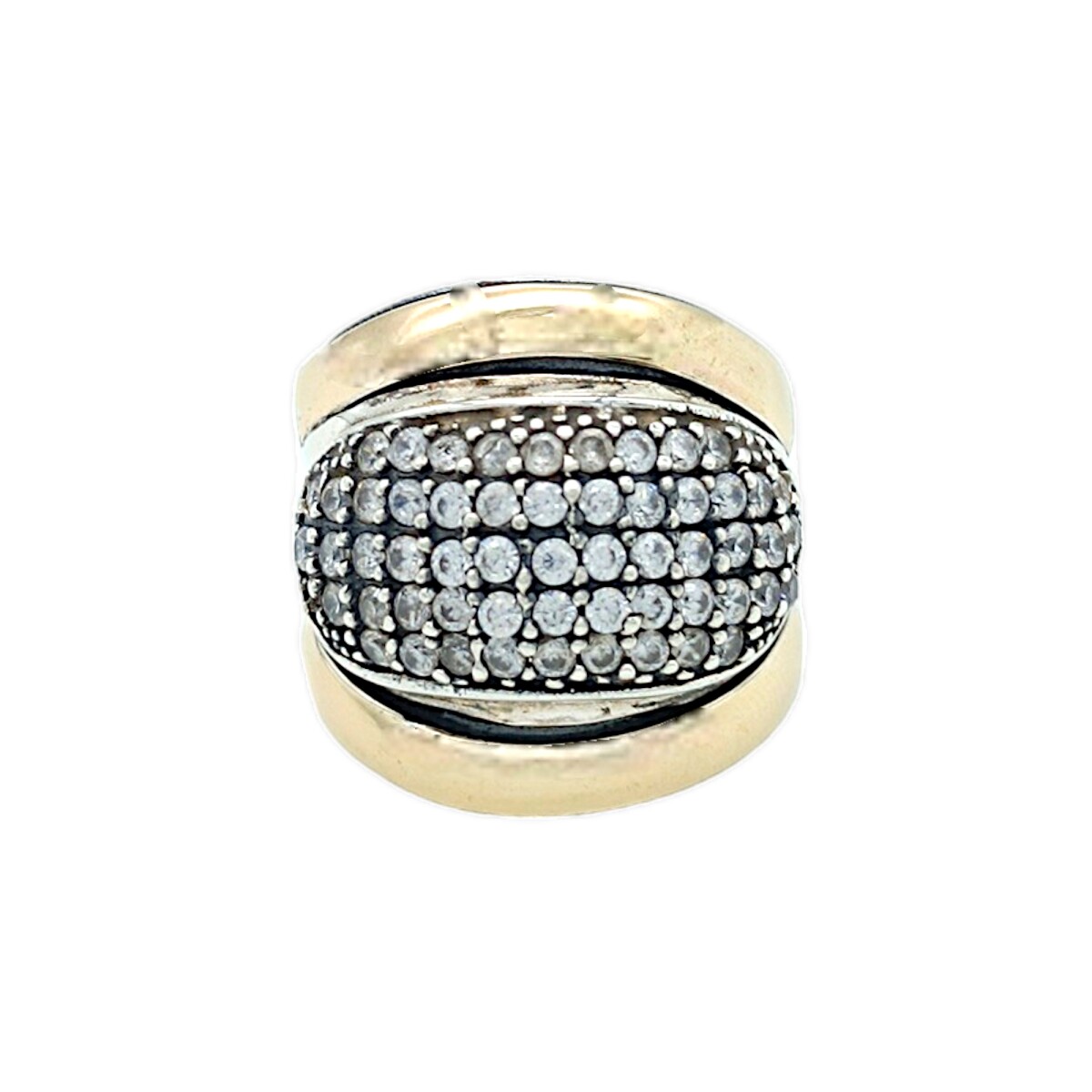 Anillo Cúpula-Plata y Oro-Piedra Zirconia-AN5365 - conpiedra 