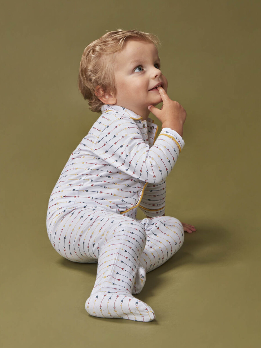 Pijama De Punto Estampado Blanco Optico