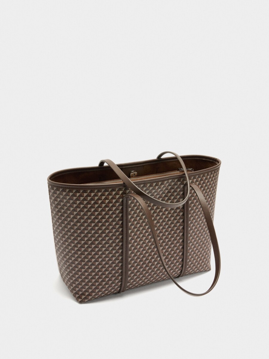 Bolso Shopper Estampado Con Bolsa Extraíble camel