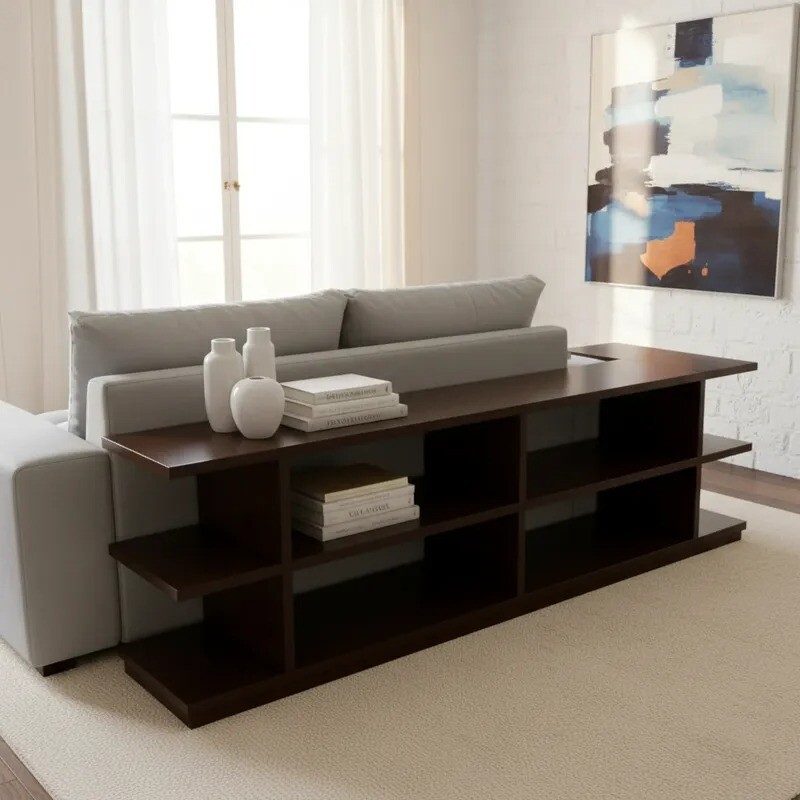 Biblioteca en L para detrás del sofa - PRODUCTO CON DETALLES - Biblioteca en L para detrás del sofa - PRODUCTO CON DETALLES -