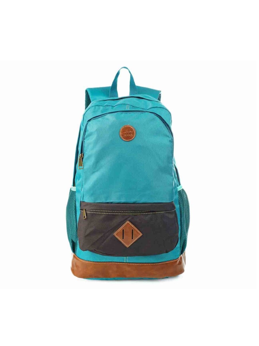 Mochila grande con bolsillo - Celeste 