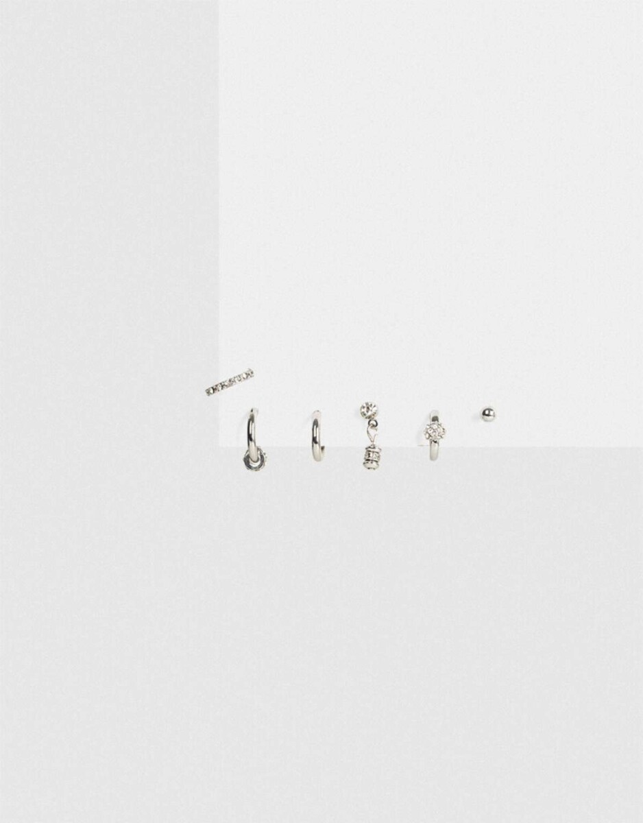 Aros Sets Con strass - Plateado 