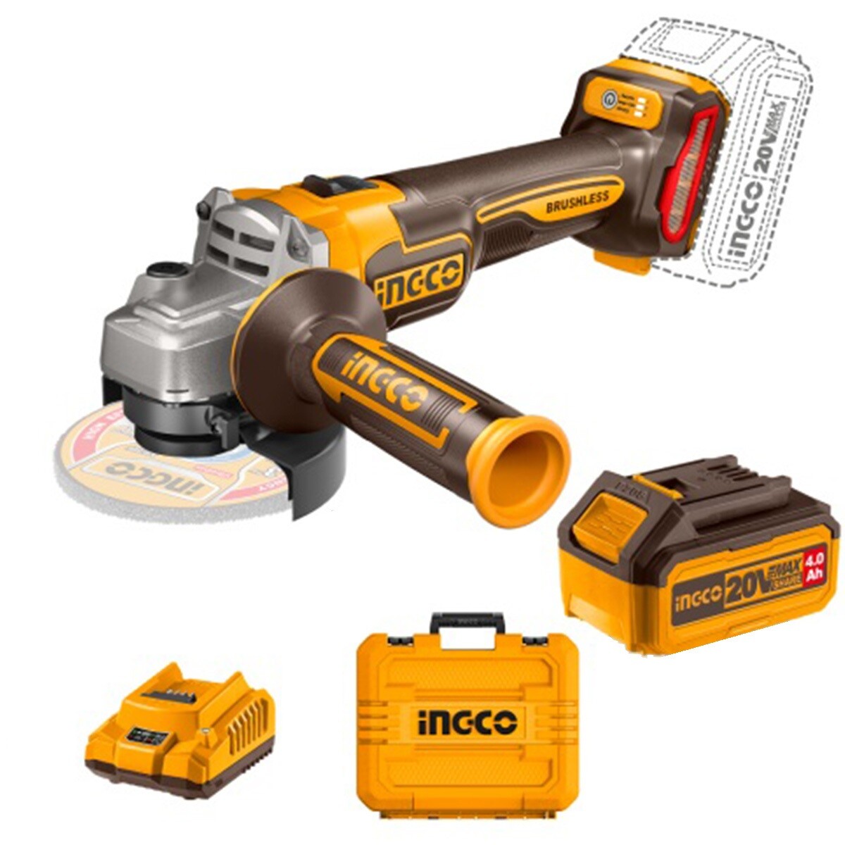 SET AMOLADORA 20V BL VALIJA INGCO CAGLI211541 