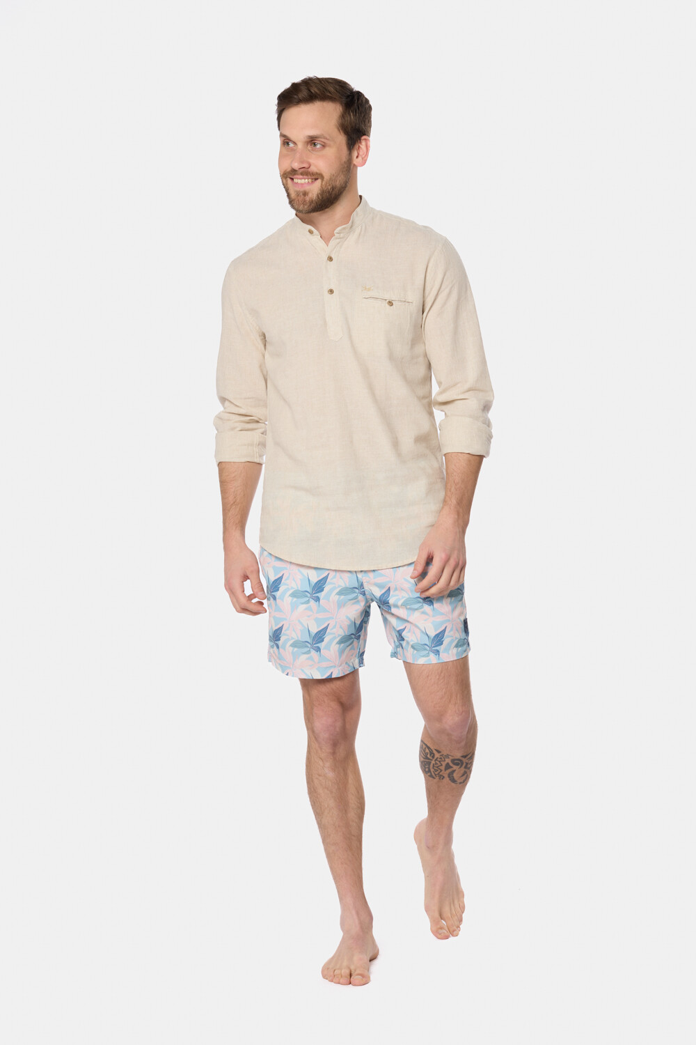 SHORT DE BAÑO ESTAMPADO Celeste