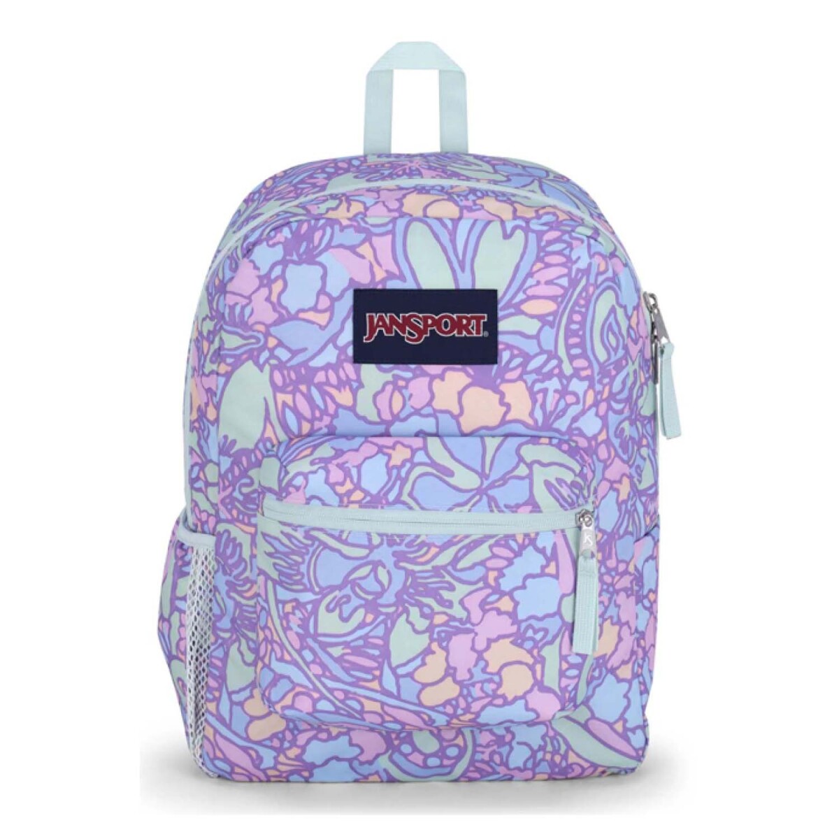 Mochila Escolar Jansport Cross Town Original Unisex Urbana - Fluid Floral Pastel Lilac 
