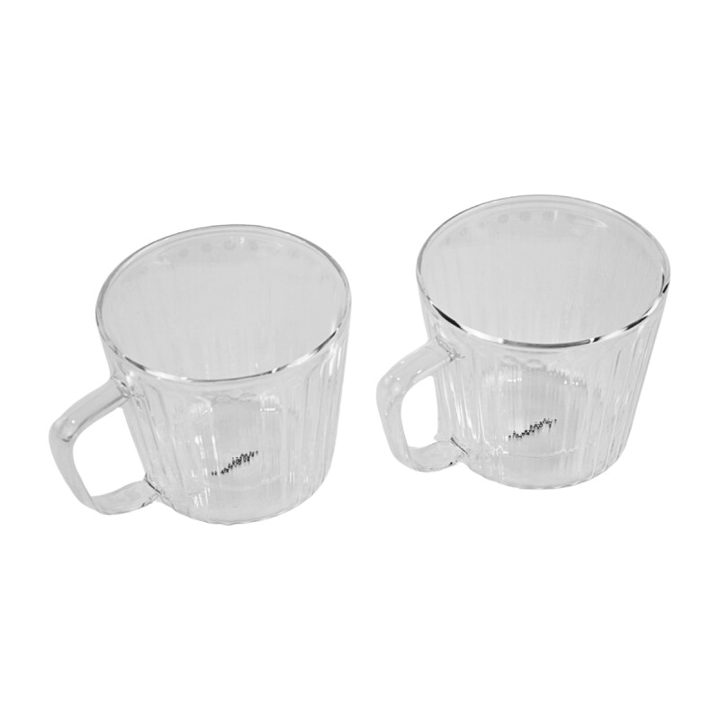 Set 2 tazas doble pard reayas 350ML Boro TRANSPARENTE