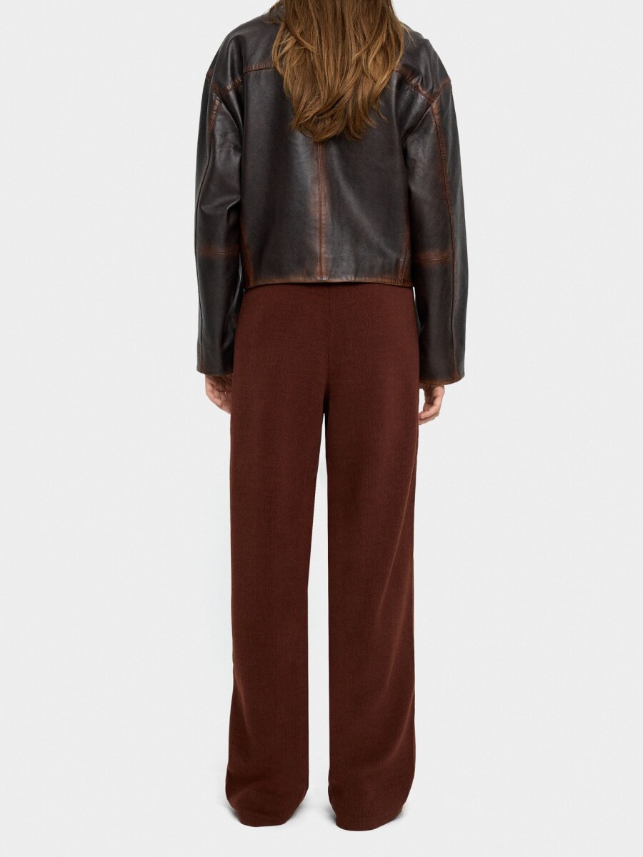 Pantalón Reto Con Cintura Elástica marron