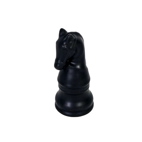 FIGURA CERAMICA NEGRA CABALLO DE AJEDREZ 4.5X10CM Unica