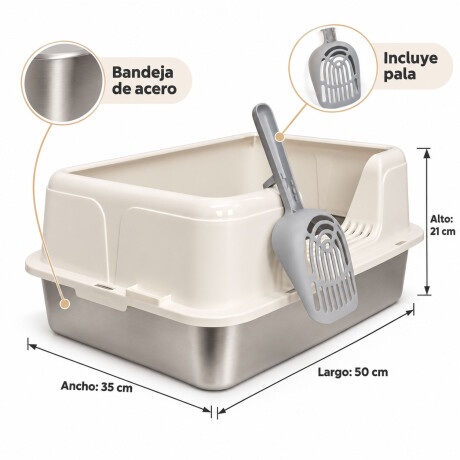 Bandeja Sanitaria Mascotas de Acero Con Borde y Pala R166 Blanco