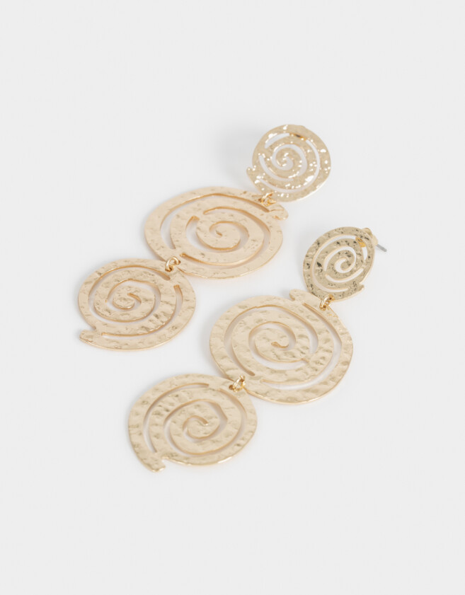 Aros Colgantes Largos Metal diferenciado Aro Largo Con Espirales - Dorado