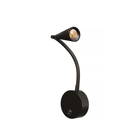 Aplique pared LED brazo flexible negro 3W cálido VK-WALLER VK0154