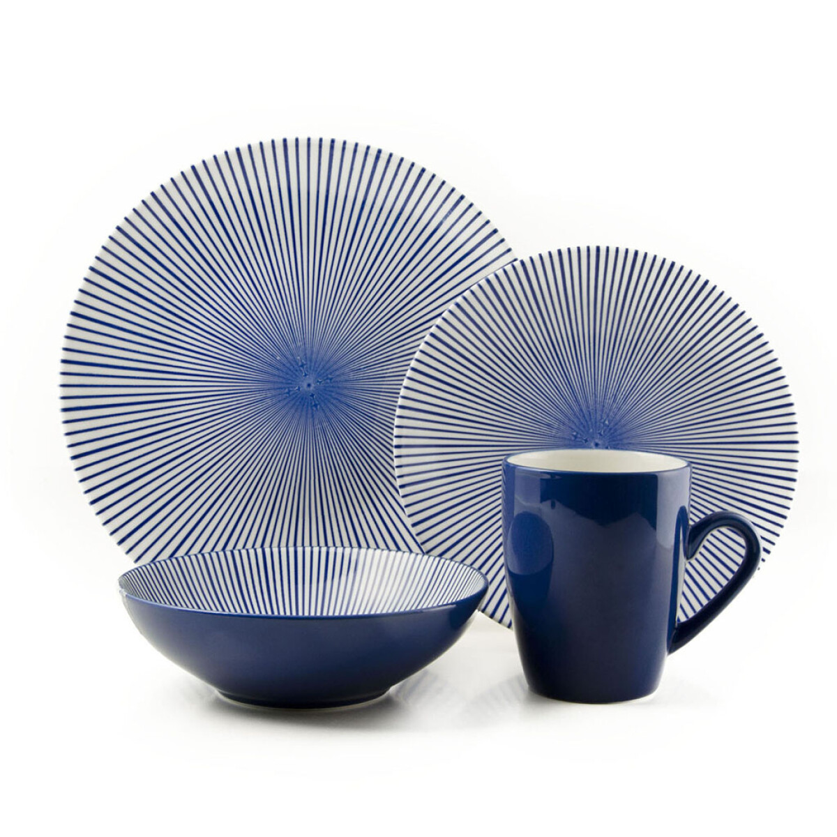 Set 16Pzs Stoneware Starburst Navy 