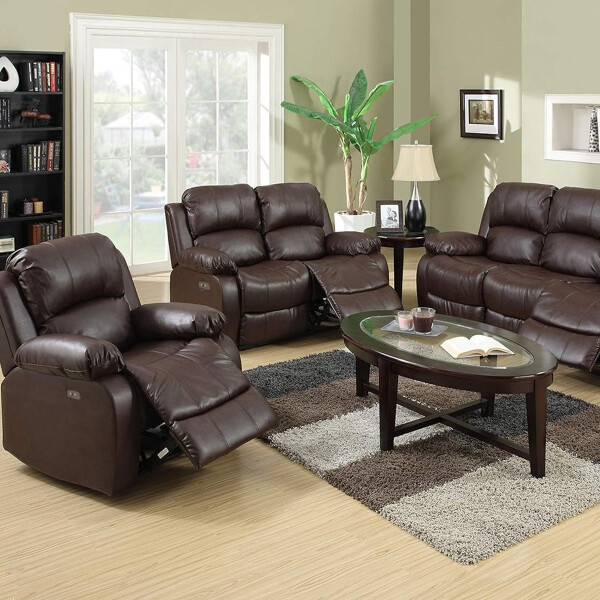 Sofá Sillón 2 Cuerpos Reclinable Masajeador Electrico Living Color Variante Marron
