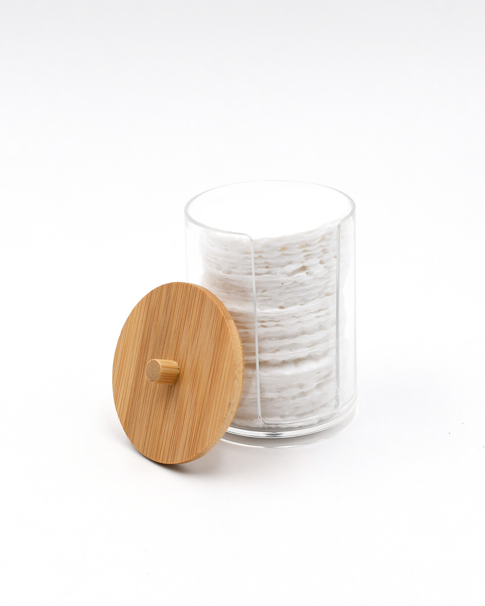 ORGANIZADOR DISCOS ALGODÓN C/BAMBU - TRANSPARENTE 