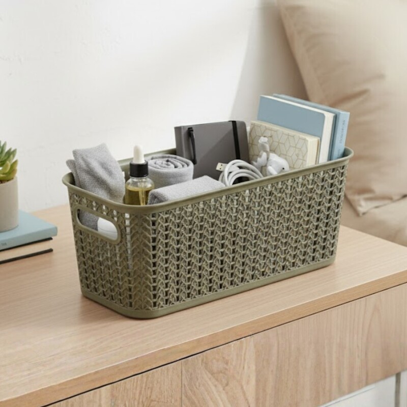 Cesto organizador simil ratán 5,5lts GRIS