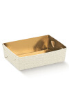 CESTA 22X15X3,5 cm PELLE BIANCO+ORO INT