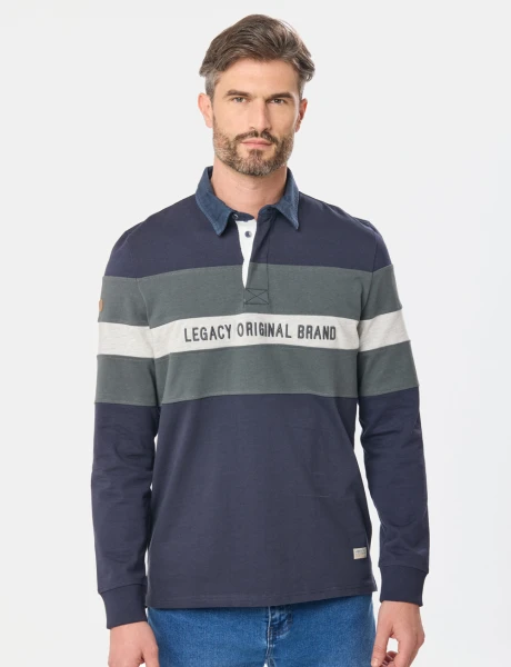 REMERA POLO RAYADA Azul