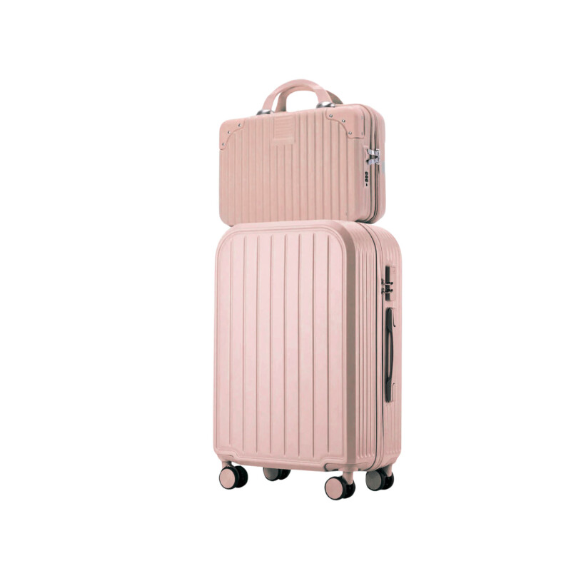 Set De 2 Valijas p/viaje 20 + 14 Ligeras y Duradera Rosa