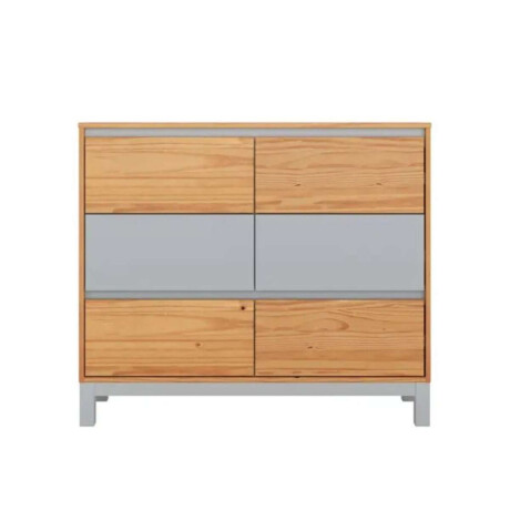 Comoda 6 Cajones Madera Maciza Pino/Gris Square