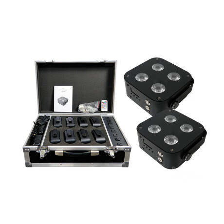 COMBO TACHO LED PL103A A BATERÍA 4X18W RGBWAUV X8 CON ESTUCHE COMBO TACHO LED PL103A A BATERÍA 4X18W RGBWAUV X8 CON ESTUCHE